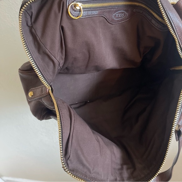 Tod's Brown Leather Took Tracolla Media Bag Shoulder Handbag Pusre Retro - Picture 16 of 16